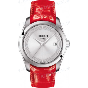 Ремешок для часов Tissot 18/16 мм, красный, имитация крокодила, интегрированный, лаковый, без замка, COUTURIER (T035.210)