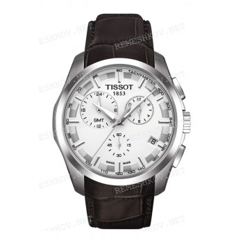 Ремешок для часов Tissot, коричневый, имитация крокодила, без замка, COUTURIER (T035.439, T035.617)