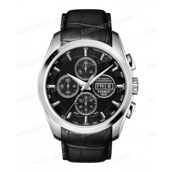 Ремешок для часов Tissot 24/22 мм, черный, заостренный тип, LEATHER, XL (T035.614, T035.627)