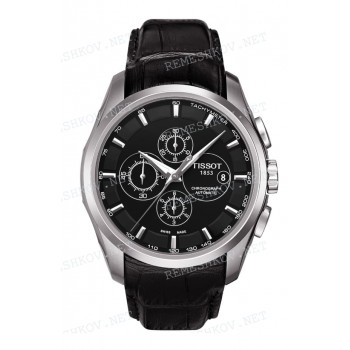 Ремешок для часов Tissot, черный, имитация крокодила, интегрированный, стальная клипса, COUTURIER (T035.614, T035.627)