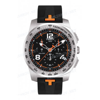 Ремешок для часов Tissot, черный, силикон, оранжевый логотип "Т", без замка, PRS330 (T036.417)