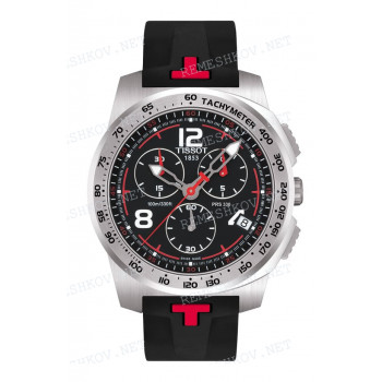 Ремешок для часов Tissot, черный, силикон, красный логотип "Т", стальная клипса, PRS330 (T036.417)