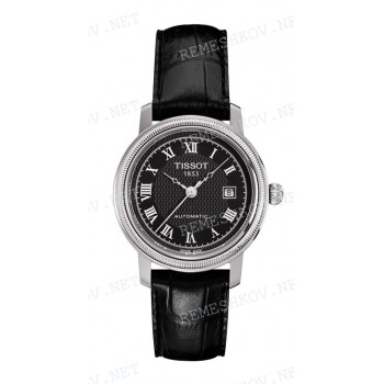 Ремешок для часов Tissot 14/14 мм, черный, имитация крокодила, стальная клипса, T-WAVE (T045.207, T021.225)