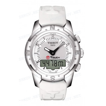 Ремешок для часов Tissot 21/18 мм, белый, теленок, интегрированный, титановая клипса, T-TOUCH II (T047.220)