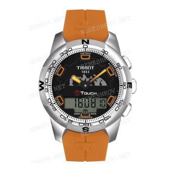 Ремешок для часов Tissot, оранжевый, силикон, интегрированный, титановая клипса, T-TOUCH II (T047.420)