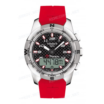 Ремешок для часов Tissot, красный, силикон, интегрированный, без замка, T-TOUCH II (T047.420)
