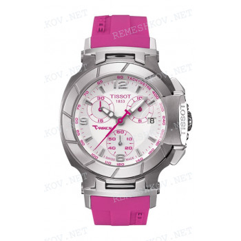 Ремешок для часов Tissot 17/16 мм, розовый, силикон, интегрированный, без замка, T-RACE (T048.217)