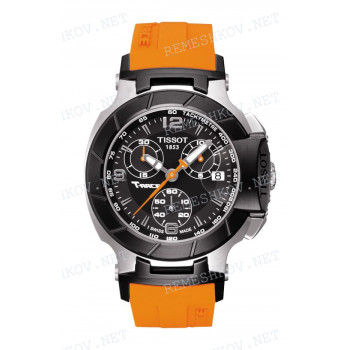Ремешок для часов Tissot 17/16 мм, оранжевый, силикон, интегрированный, стальная клипса, T-RACE (T048.217)