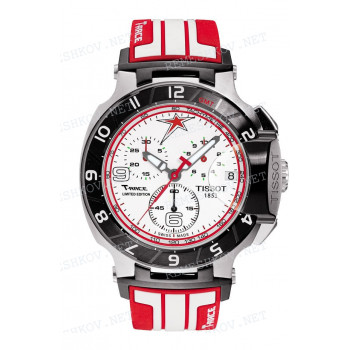 Ремешок для часов Tissot, красный/белый, силикон, интегрированный, стальная клипса, T-RACE (T048.417)