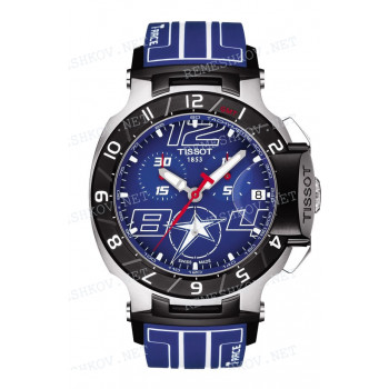 Ремешок для часов Tissot 21/20 мм, синий/белый, силикон, интегрированный, без замка, T-RACE (T048.417)