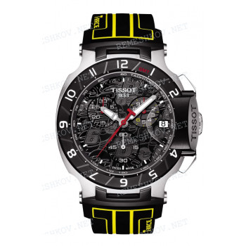 Ремешок для часов Tissot 21/20 мм, черный/желтый, силикон, интегрированный, черная клипса, T-RACE (T048.417)