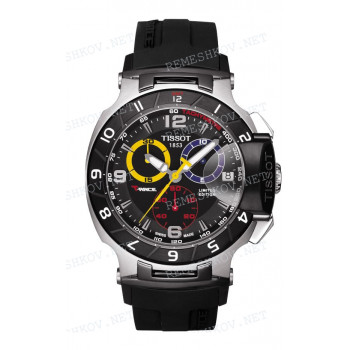 Ремешок для часов Tissot, черный, резиновый, стальная клипса, T-RACE (T048.417, T048.427)