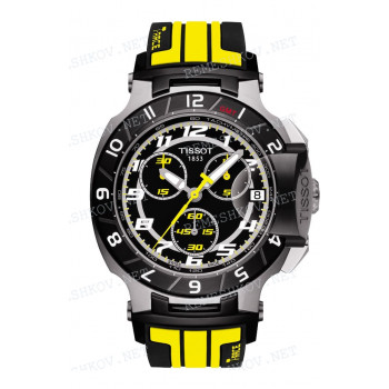 Ремешок для часов Tissot, черный/желтый, силикон, интегрированный, без замка, T-RACE (T048.417, T048.427)