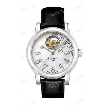 Ремешок для часов Tissot 16/16 мм, черный, имитация крокодила, стальная клипса, LADY HEART (T050.207, T050.217)