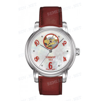 Ремешок для часов Tissot 16/16 мм, красный, теленок, стальная клипса, LADY HEART (T050.207)