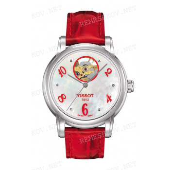 Ремешок для часов Tissot 16/16 мм, красный, имитация крокодила, стальная клипса, LADY HEART (T050.207)