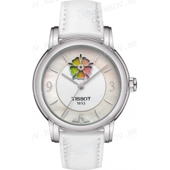 Ремешок для часов Tissot 16/14 мм, белый, синтетика, с узором, без замка, LADY HEART (T050.207, T050.217)