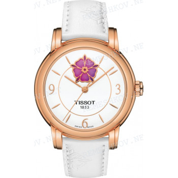 Ремешок для часов Tissot 16/14 мм, белый, синтетика, с узором, розовая клипса, DRESSPORT (T050.207, T050.217)