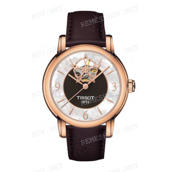 Ремешок для часов Tissot 16/14 мм, коричневый, синтетика, розовая клипса, LADY HEART (T050.207)