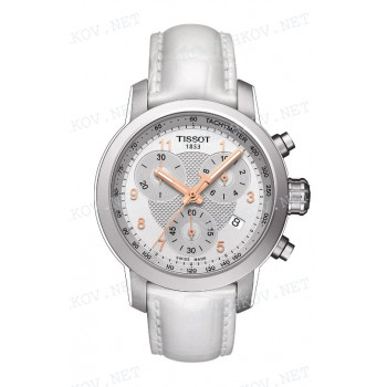 Ремешок для часов Tissot 16/14 мм, белый, имитация крокодила, перламутровый, стальная клипса, PRC 200 (T055.217)