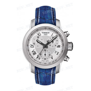 Ремешок для часов Tissot 16/14 мм, синий, имитация крокодила, лаковый, без замка, PRC 200 (T055.217)