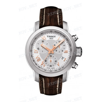 Ремешок для часов Tissot 16/14 мм, коричневый, имитация крокодила, лаковый, стальная клипса, PRC 200 (T055.217)