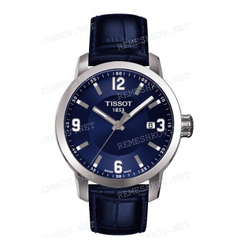 Ремешок для часов Tissot 19/18 мм, синий, XL, имитация крокодила, без замка, PRC 200 (T055.410, T055.417)