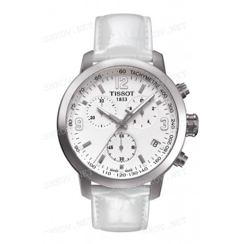 Ремешок для часов Tissot 19/18 мм, белый, имитация крокодила, перламутровый, стальная клипса, PRC 200 (T055.410, T055.417)