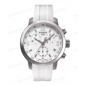 Ремешок для часов Tissot, белый. силикон, интегрированный, стальная пряжка, PRC 200 (T055.417)