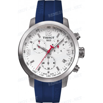 Ремешок для часов Tissot 19/17 мм, синий, резиновый, интегрированный, стальная пряжка, PRC 200 (T055.417)