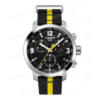 Ремешок для часов Tissot 19/19 мм, черный/желтый, синтетика, стальная пряжка, PRC 200 (T055.417)