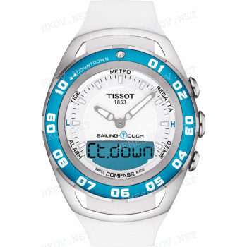 Ремешок для часов Tissot, белый, силикон, интегрировванный, стальная клипса, SAILING-TOUCH (T056.420)