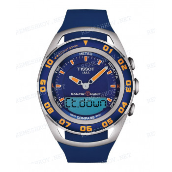 Ремешок для часов Tissot 30/20 мм, синий, каучук, под корпус, 20 мм выступ, без замка (T056.420)