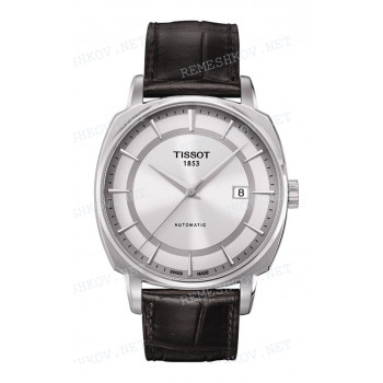 Ремешок для часов Tissot 20/18 мм, темно-коричневый, имитация крокодила, без замка (T083.420, T059.528, T059.507)