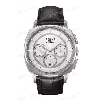 Ремешок для часов Tissot 22/20 мм, коричневый, имитация крокодила, стальная клипса, T-LORD (T059.527)