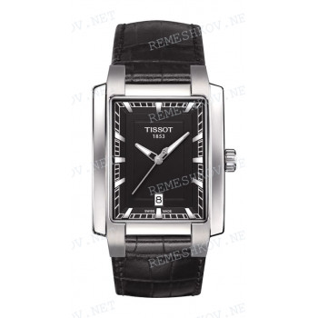 Ремешок для часов Tissot, черный, имитация крокодила, с вырезом, без замка, TXL (T061.310)