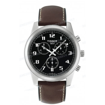 Ремешок для часов Tissot 22/20 мм, коричневый, теленок, белая прострочка, стальная пряжка, XL-XXL (T061.516, T061.511)