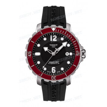 Ремешок для часов Tissot, черный, резиновый, интегрированный, стальная пряжка, SEASTAR1000 (T066.407)