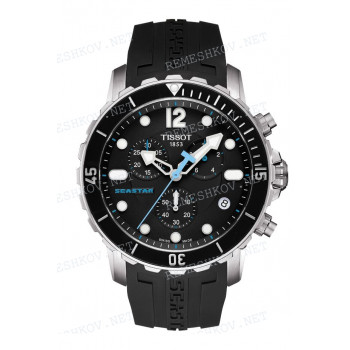 Ремешок для часов Tissot 23/20 мм, черный, резиновый, интегрированный, стальная пряжка, SEASTAR1000 (T066.417)