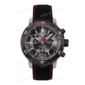Ремешок для часов Tissot 19/18 мм, черный, красная прострочка, без замка, PRS 200 (T067.417)