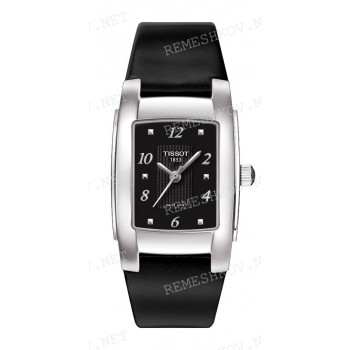 Ремешок для часов Tissot 20/16 мм, черный, теленок, с вырезом, лаковый, стальная клипса, T10 (T073.310)