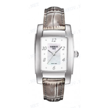 Ремешок для часов Tissot 14/12 мм, серый, имитация крокодила, стальная клипса, T10 (T073.310)
