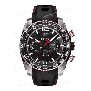 Ремешок для часов Tissot, черный, теленок, красная прострочка, интегрированный, стальная клипса, PRS 516 (T079.427)