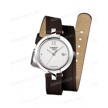 Ремешок для часов Tissot 12/12 мм, коричневый, XL, теленок, с вырезом, стальная пряжка, PINKY (T084.210)