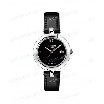 Ремешок для часов Tissot 12/12 мм, черный, теленок, с вырезом, стальная пряжка, PINKY (T084.210)