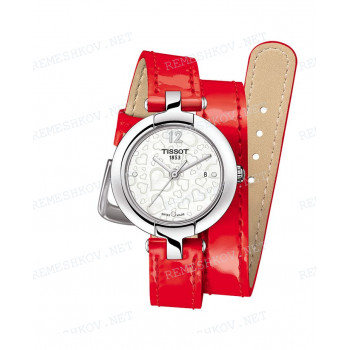 Ремешок для часов Tissot 12/12 мм, красный, XL, теленок, с вырезом, стальная пряжка, PINKY (T084.210)
