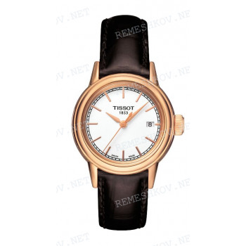 Ремешок для часов Tissot 14/12 мм, темно-коричневый, имитация крокодила, розовая пряжка, CARSON (T085.210, T085.207)