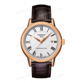 Ремешок для часов Tissot 19/18 мм, темно-коричневый, XL, имитация аллигатора, розовая пряжка, CARSON (T085.427, T085.410, T085.407)