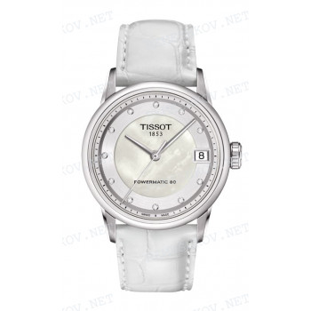Ремешок для часов Tissot 18/16 мм, белый, имитация крокодила, перламутровый, без замка, LUXURY (T086.207, T086.208)