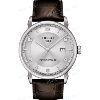Ремешок для часов Tissot 22/20 мм, коричневый, имитация крокодила, стальная клипса, LUXURY (T086.407)